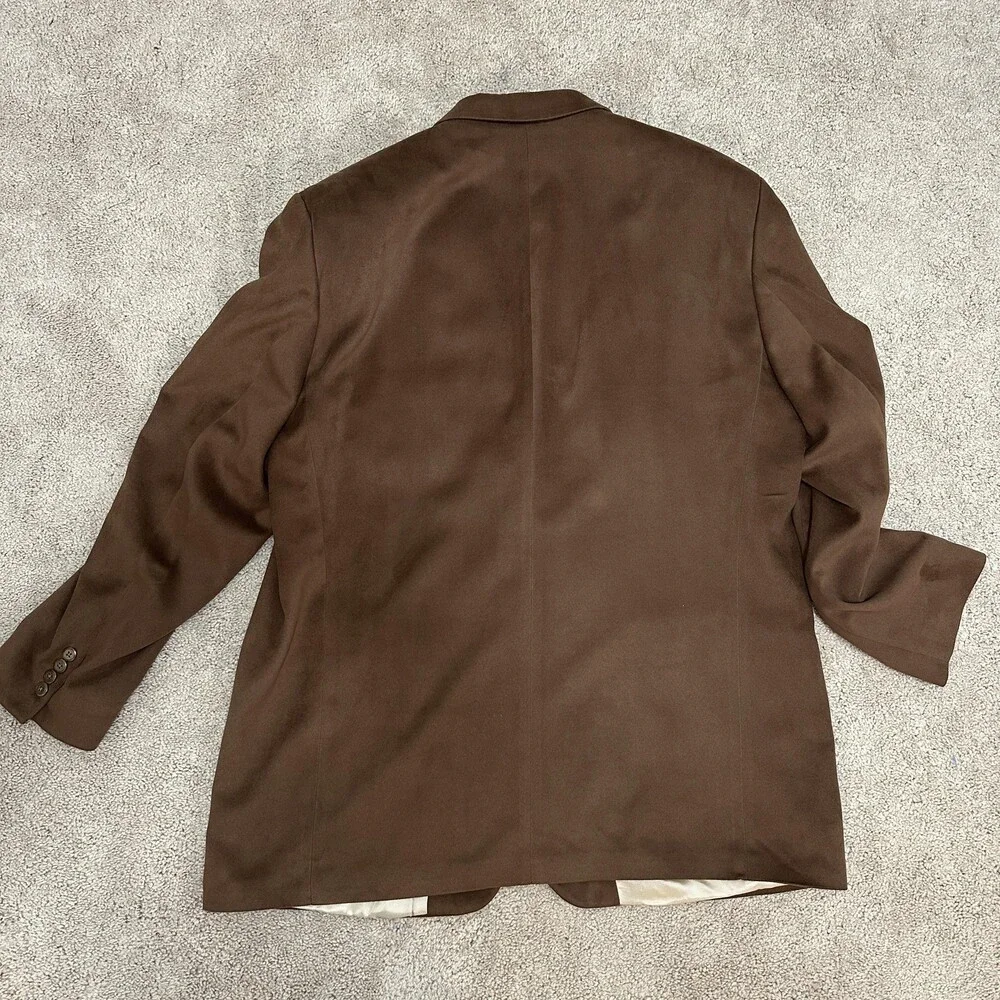 Joseph & Feiss Blazer Mens 48 Tall Brown 3 Button Sport Coat Jacket Microsuede